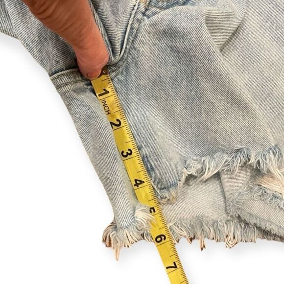 Agolde Parker Long Faded Blue Ripped Denim Shorts 30 - Picture 10 of 11